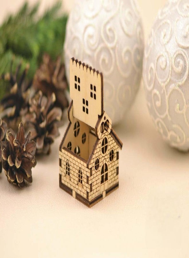 Raystar™ Wooden Miniature Cottage House Models, DIY Assembly Set of 6, Natural Wood, 3 x 3 x 3 CM - Image 3